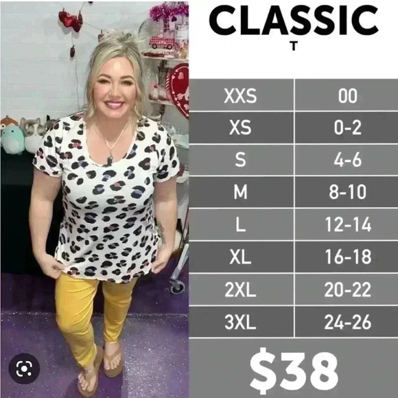 Lularoe‎ XXS Classic T shirt Brown background with pink distressed cameras NWT - Picture 7 of 7